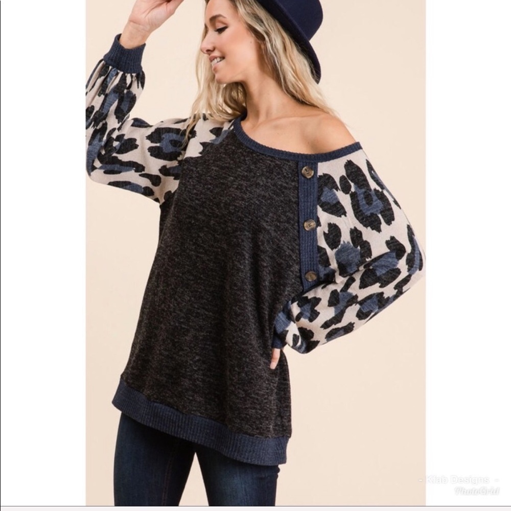 ❤️LAST Leopard Sweater Knit Top with aPuff Sleeves - Picture 5 of 8